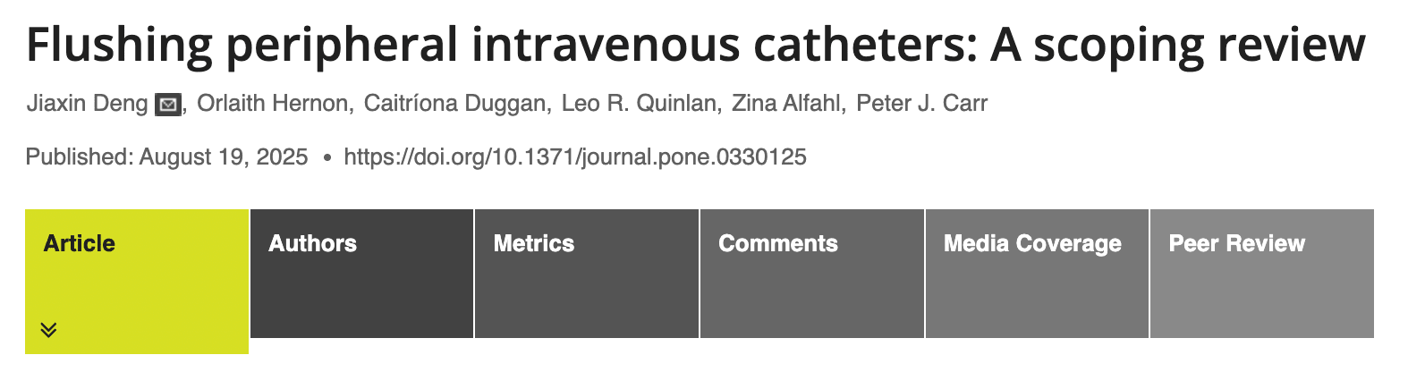 Flushing Peripheral Intravenous Catheters – What Do We Really Know? Flushing Peripheral Intravenous Catheters – What Do We Really Know?